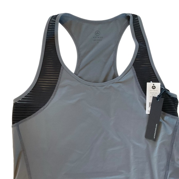 NWT Aether Total Eclipse Wonder Athletic Tank Top Womens 2 Graphite Sheer Panels - Picture 2 of 12